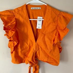 NWT A&F Linen Cropped Shirt